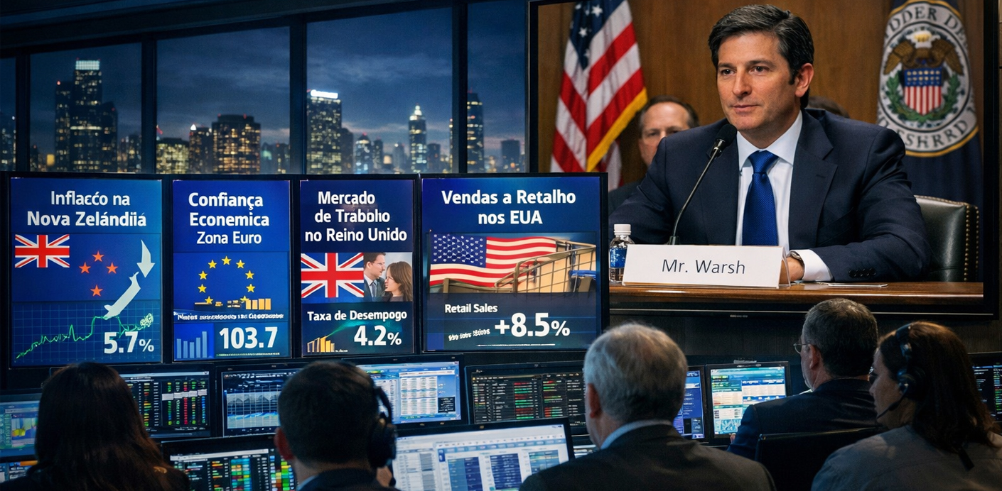 Amanhã destacamos Warsh, IPC, ZEW, emprego e retalho